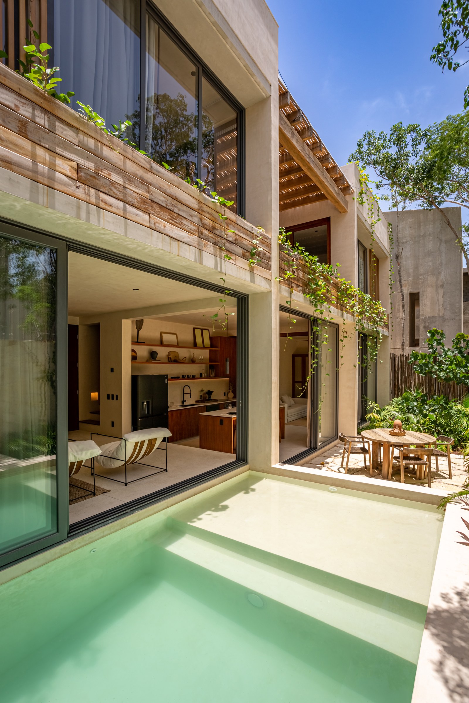 Villa Luna facade with plunge pool and terrace