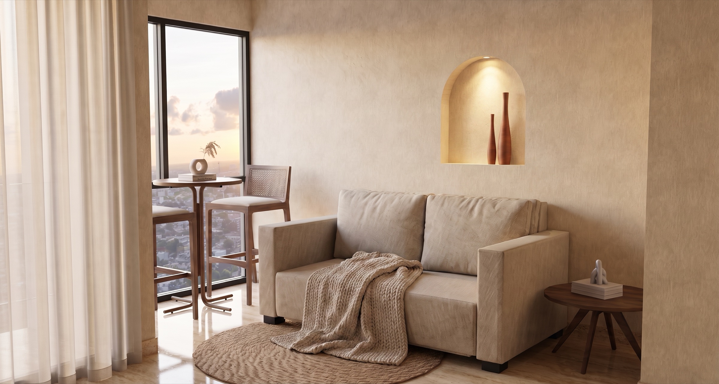 Developer render of a Studio A living area