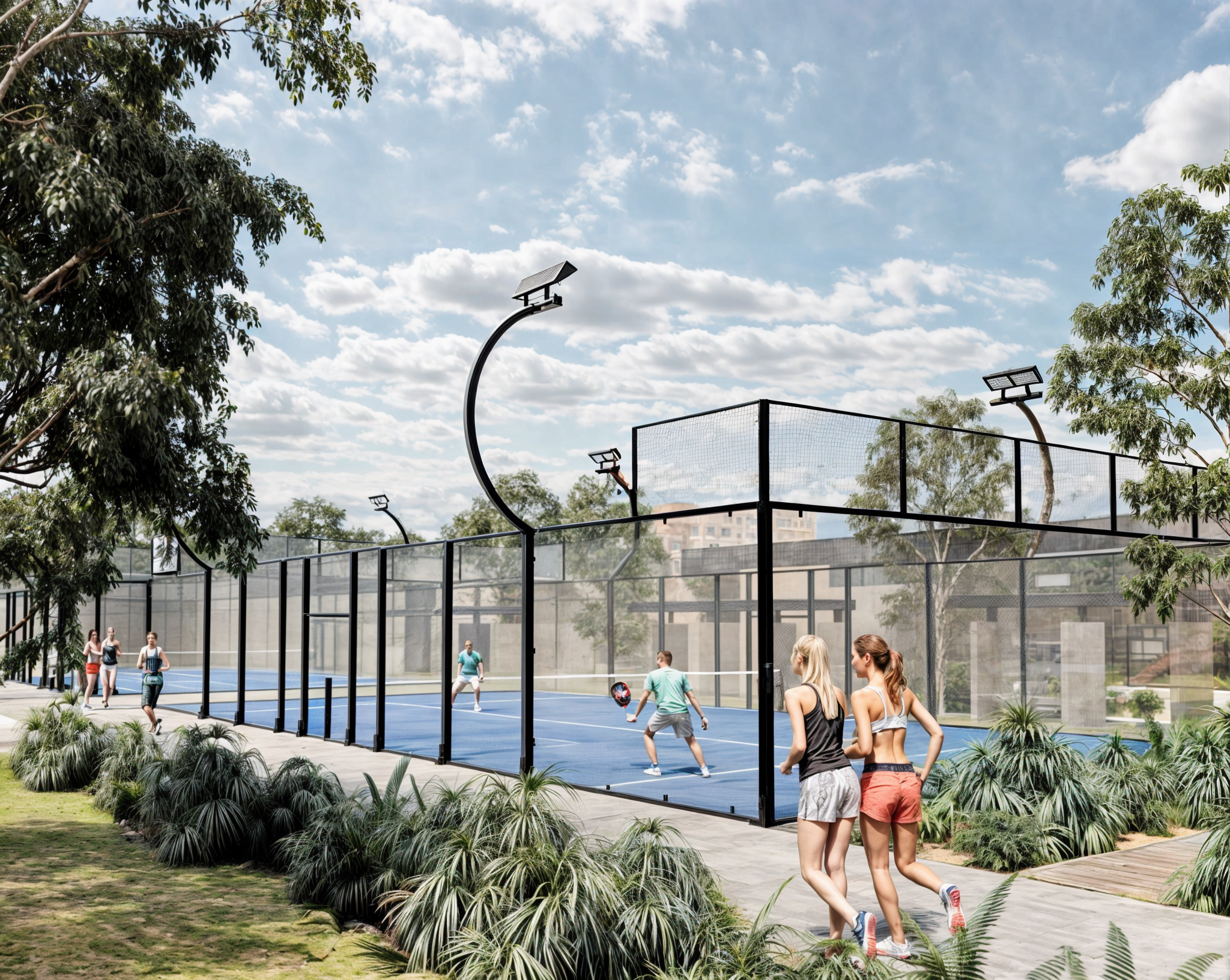 Rendering of the padel court at Costa Montenia