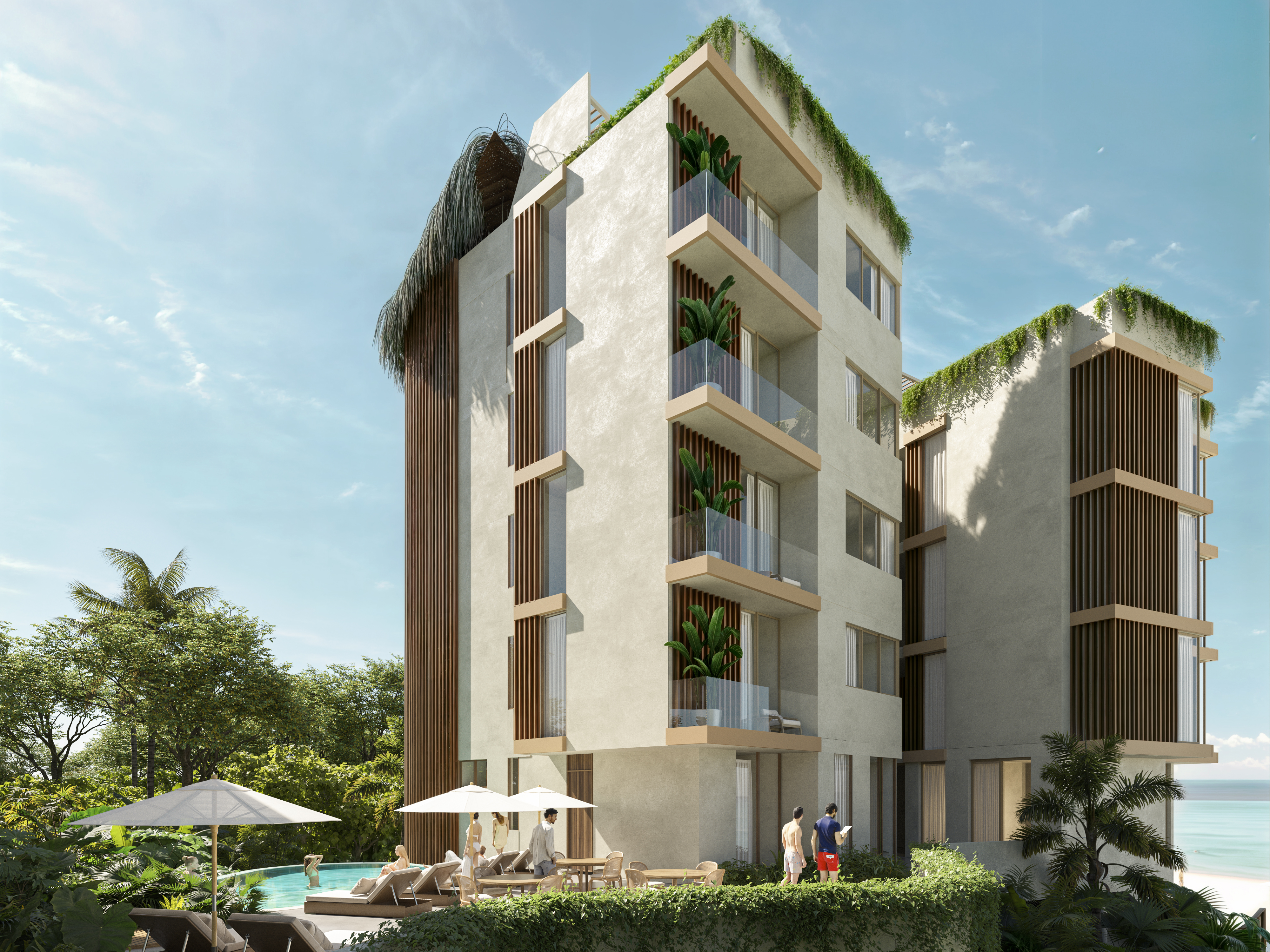 Rendering of the pool facade at Naomi Beach
