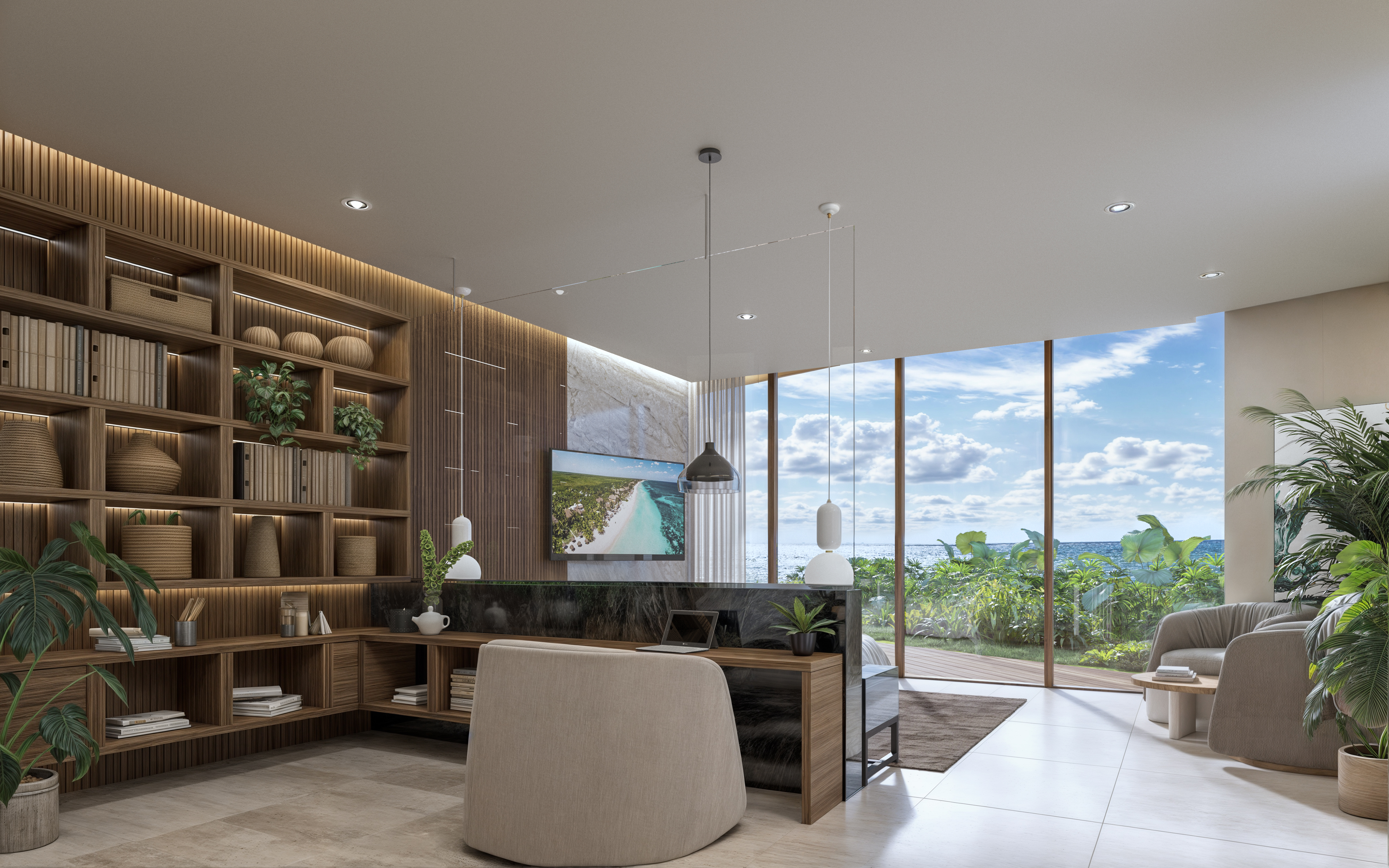 Rendering of a villa bedroom interior