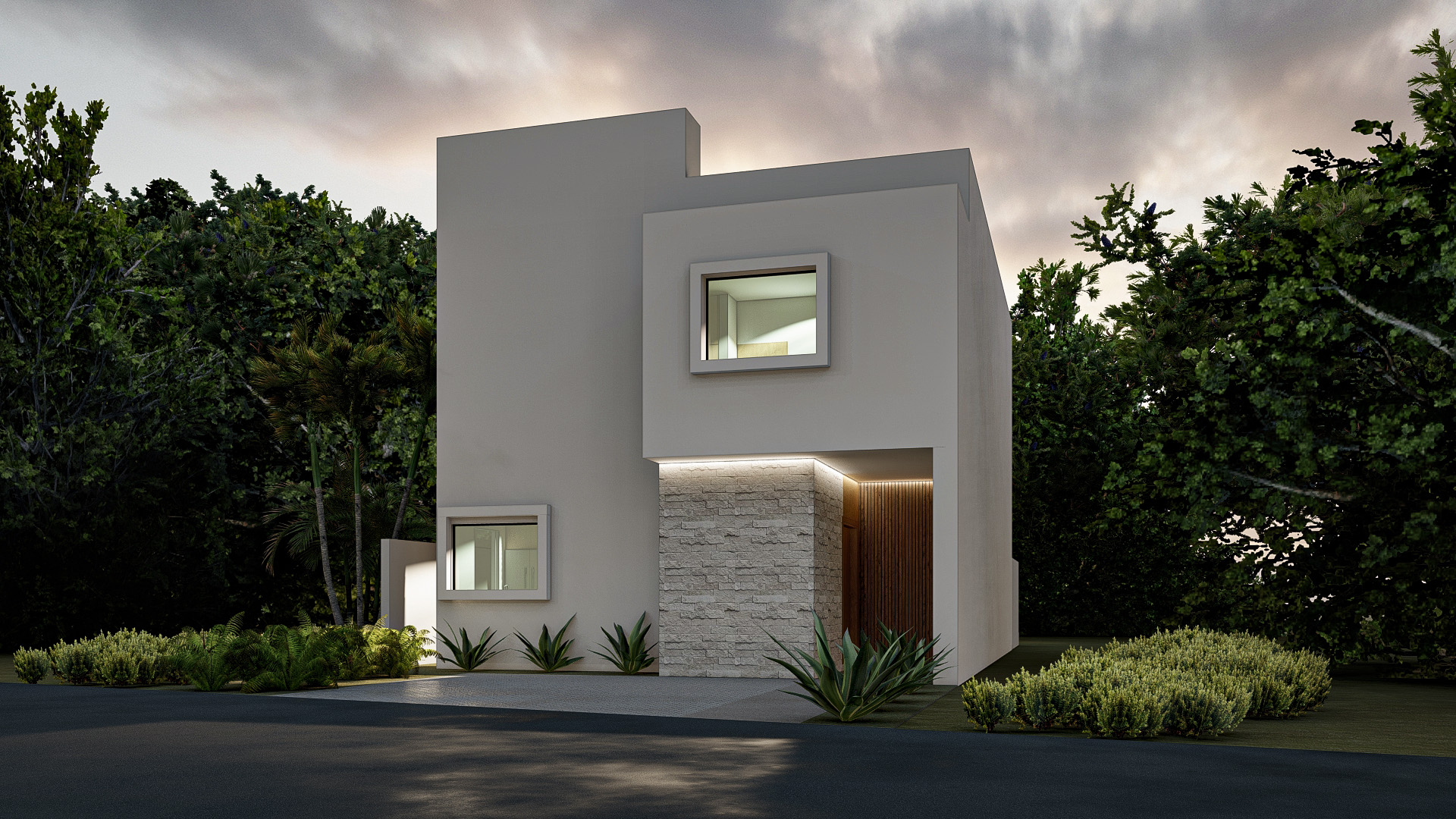 Rendering of the front elevation of Casa Ku