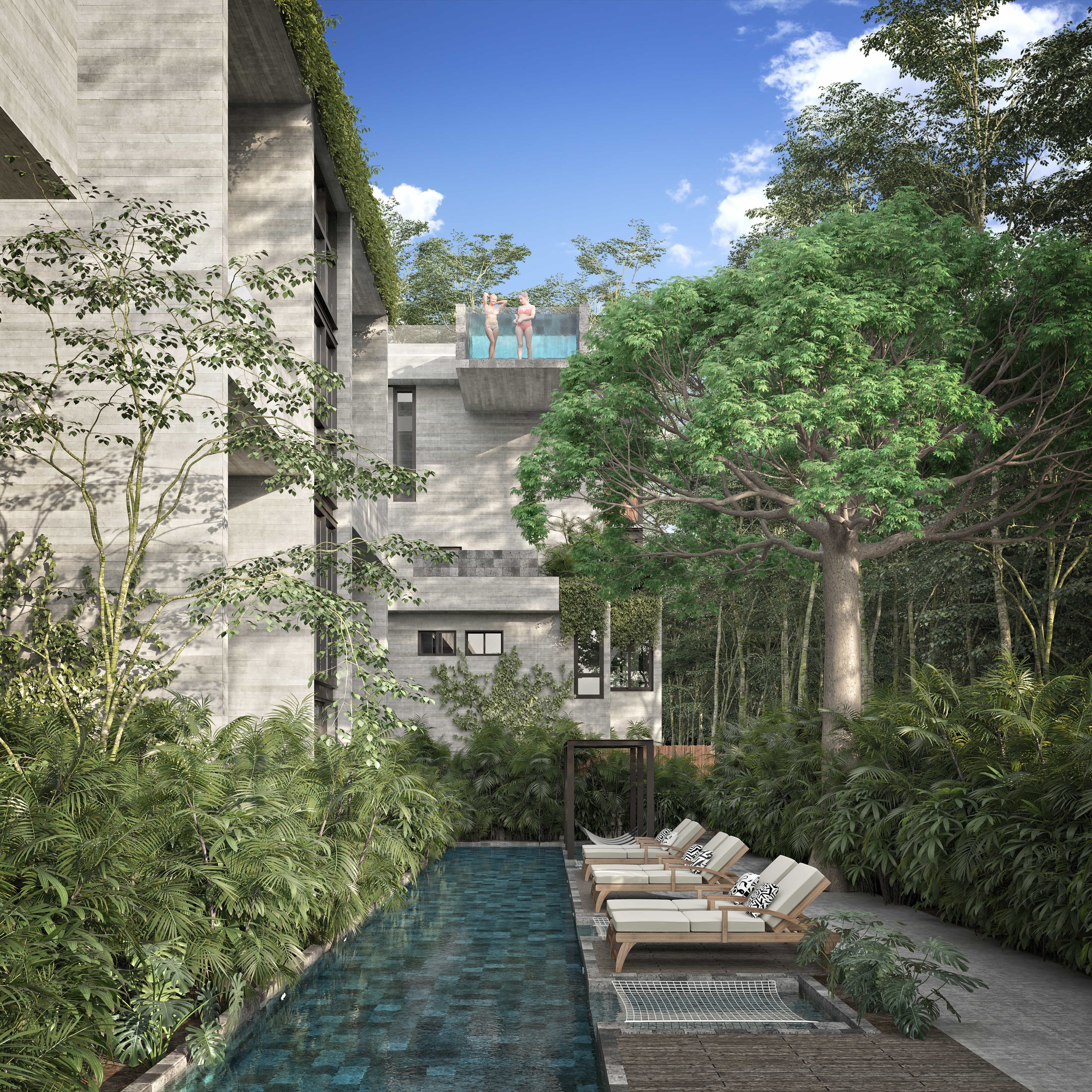 Rooftop pool render at Senzik, Tulum Country Club