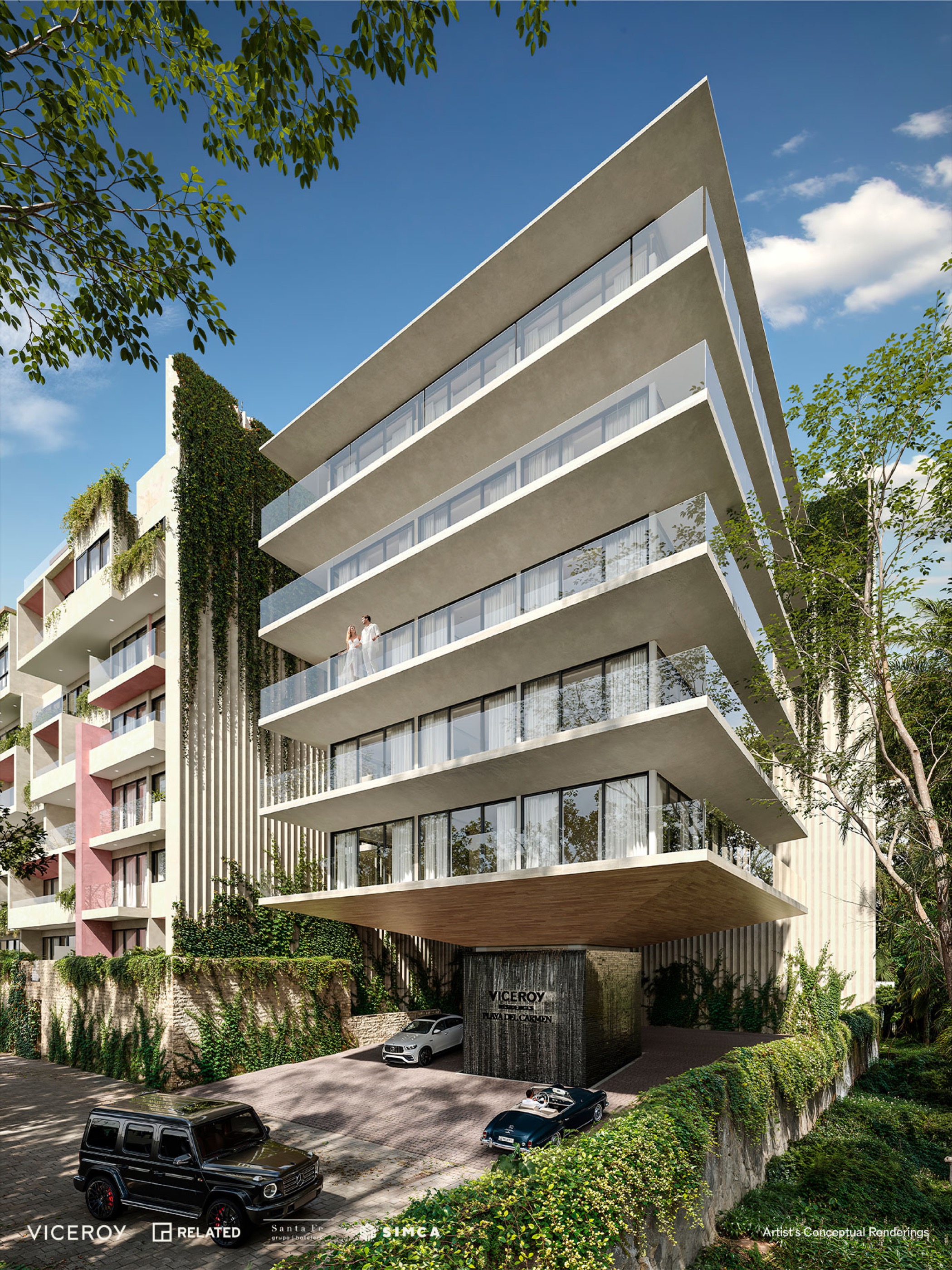 Street elevation of Viceroy Residences on Calle 32 Norte