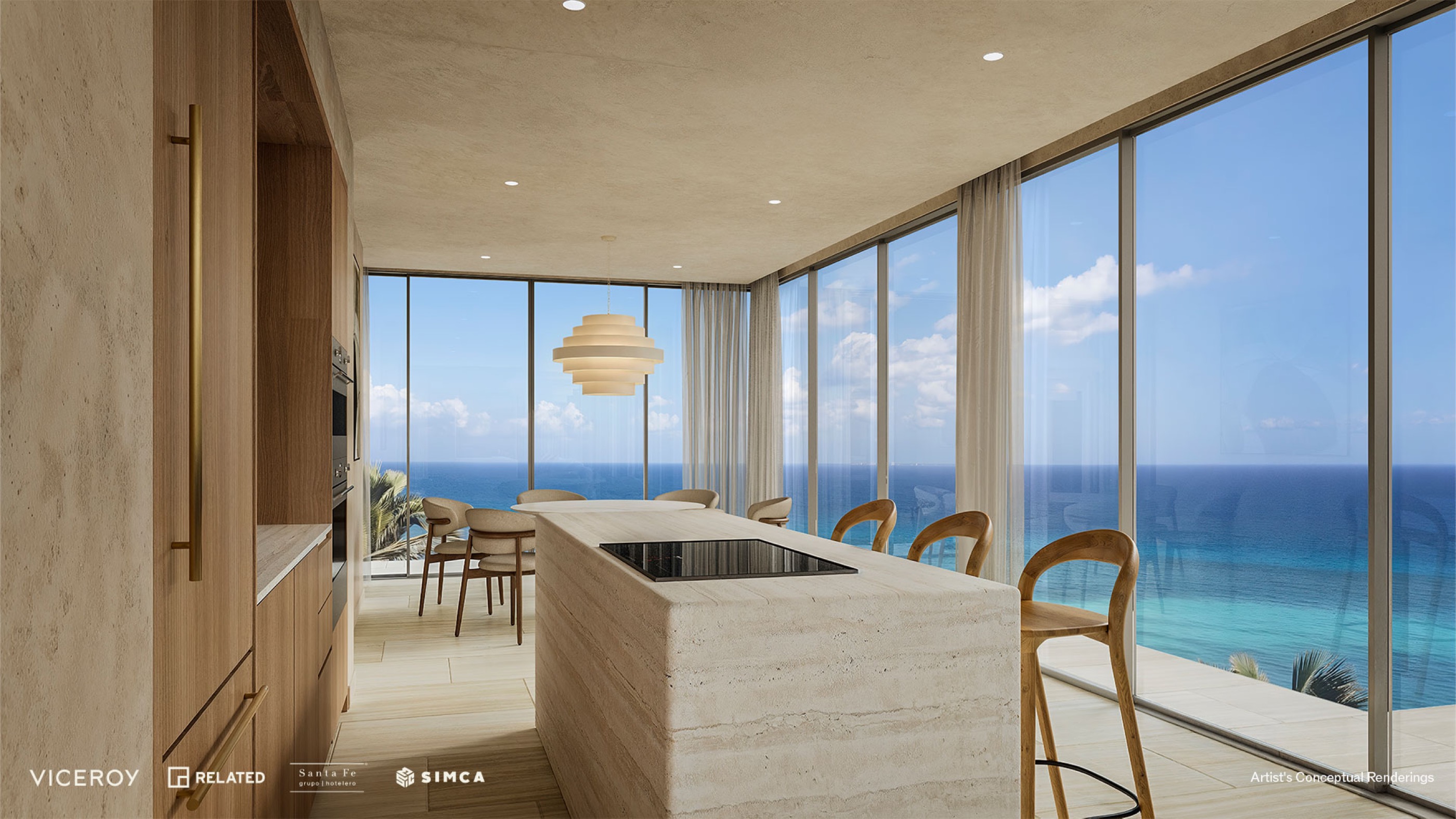 Living room of an E1 residence with sea view